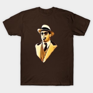 Robert De Niro smoking Al Capone mafia gangster movie Untouchables painting brown T-Shirt